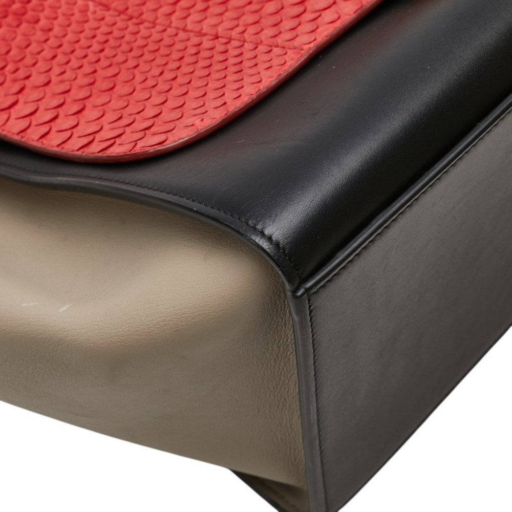 Celine Python Beige Bag Red Leather Black Shoulde… - image 4